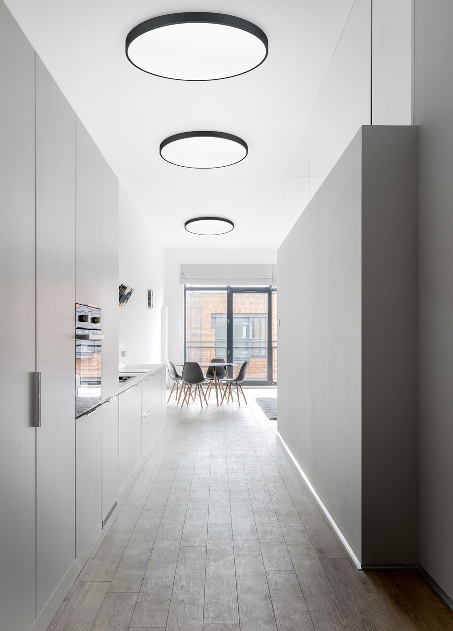 Plafoniera Waco, TRIO, 75x6 cm, 51W, 1x SMD, metal, negru mat