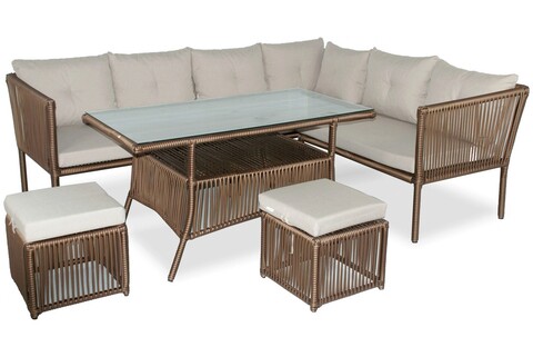 Set mobilier de gradina, jumilla, shangai 6, maro inchis
