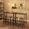 Set 4 scaune de bar, Vasagle, Industrial Design, 30x65 cm, max 150 kg, PAL/otel, maro