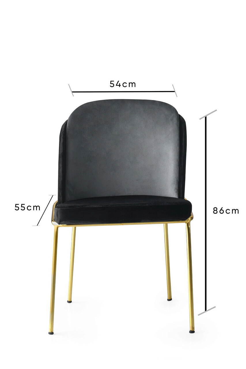 Set scaune 2 piese, Nmobb , Dore, Metal, Negru