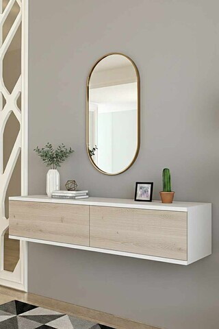 Dulap, Hanah Home, Didema, 120x25.5x30 cm, Alb / Travertin