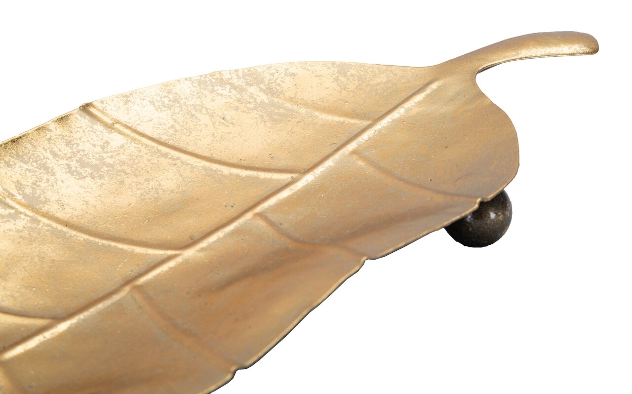 Platou decorativ Foglia, Mauro Ferretti, 38x11x2 cm, fier, auriu - 2 | YEO