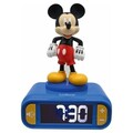 Ceas desteptator cu lumina 3D pentru copii Mickey Mouse, LEXIBOOK, 20x15x10 cm, plastic/cauciuc, multicolor