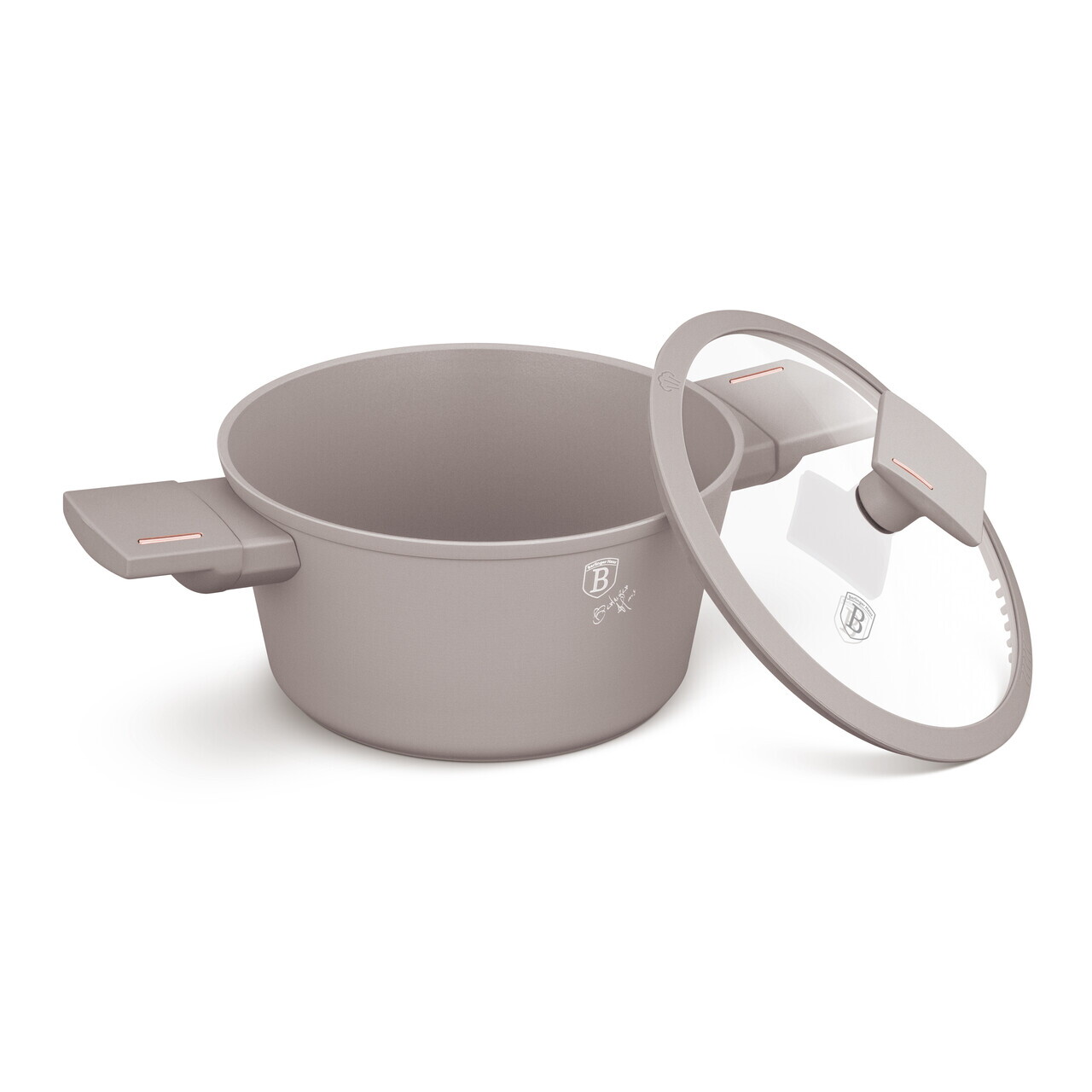 Oala cu capac Berlinger Haus, Taupe, 20 cm, 2.5 L, aluminiu forjat, taupe mat - imagine 5