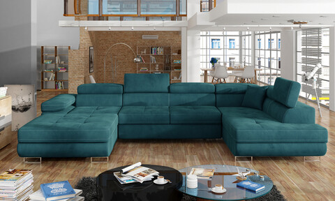 Coltar extensibil dreapta 6 locuri ELTAP, Rod-63, Rodrigo, 345x202x90 cm, lemn/poliester, verde