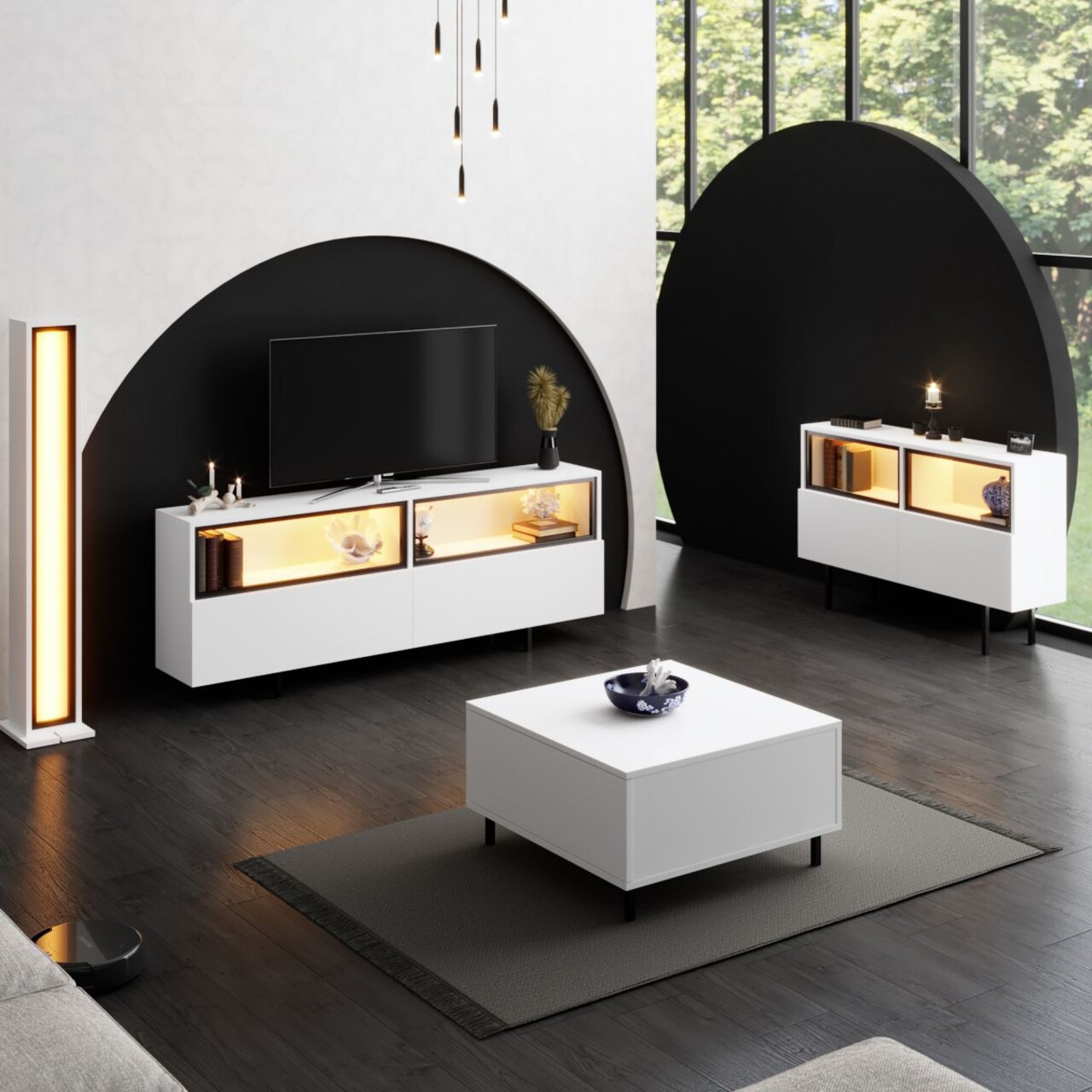 Comoda TV, Hanah Home, Ekol Up, 180x67x32 cm, Alb - view 6