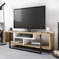 Comoda TV, Zena Home, Asal (120), PAL, Alb / Negru / Stejar