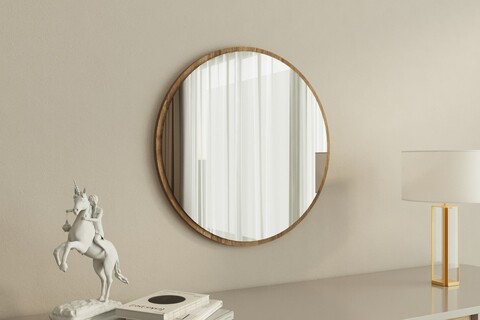 Oglinda decorativa, Siam, Ozze, 60x60x2.2 cm, MDF , Alb/Maro