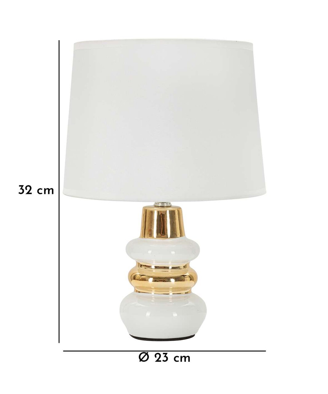 Lampa de masa Liara, Mauro Ferretti, 1 x E14, 40W, 23x32 cm, ceramica/fier, alb/auriu