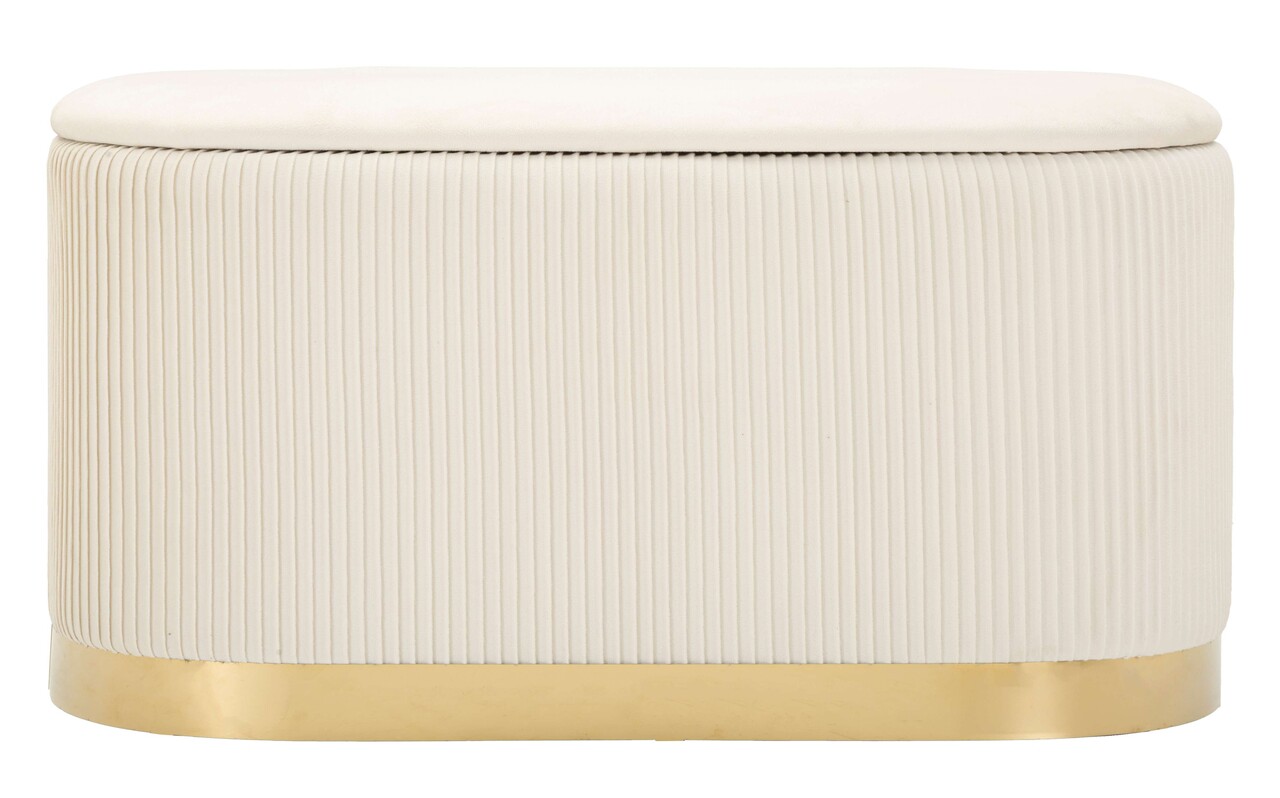 Set bancheta si 2 taburete Shopy, Mauro Ferretti, 80x37x42 cm, 29x35 cm, fier/MDf/poliester, crem/auriu - 1 | YEO
