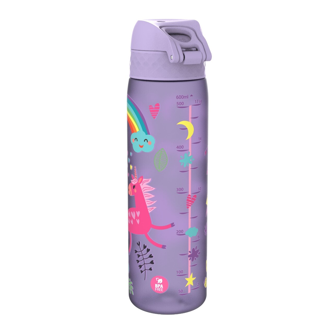 Sticla apa pentru copii Slim, recyclon, 500ml, Periwinkle, Unicorns - Ion8 - imagine 3