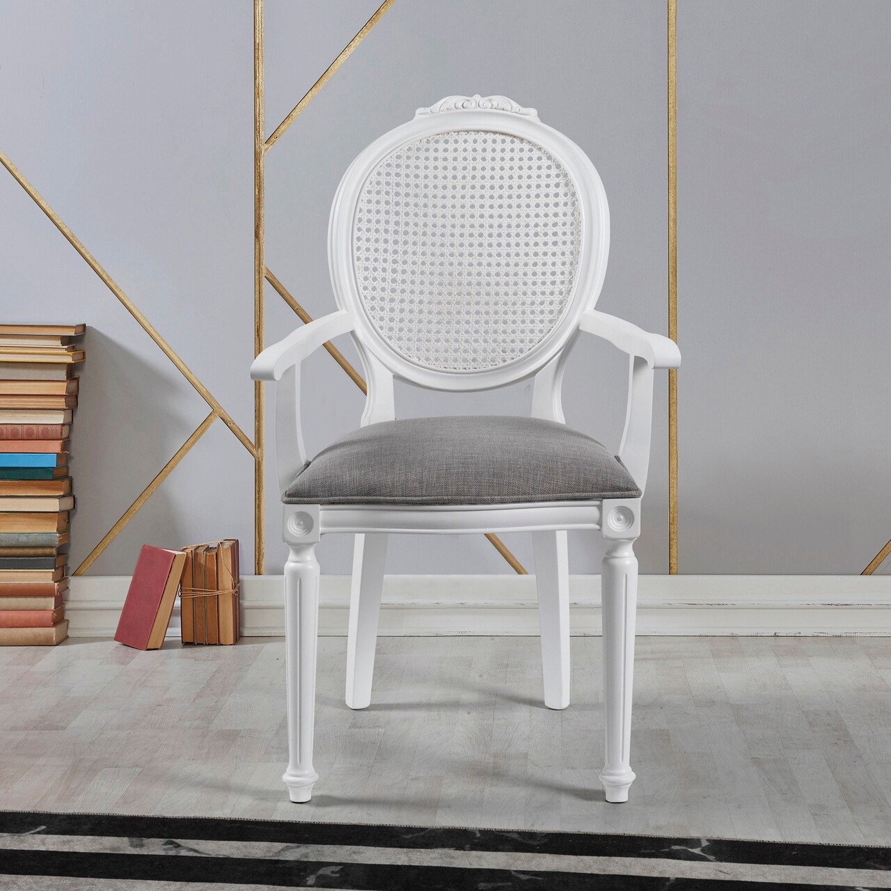 Scaun, Fairfax, Albero13, 62x47x100 cm, Lemn masiv, Alb - 1 | YEO