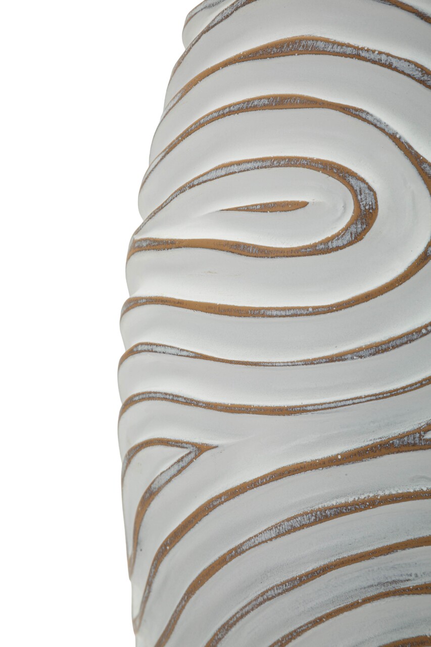 Vaza decorativa, Mauro Ferretti, Oblix, 18.5x50 cm, polirasina, alb decolorat - imagine 2