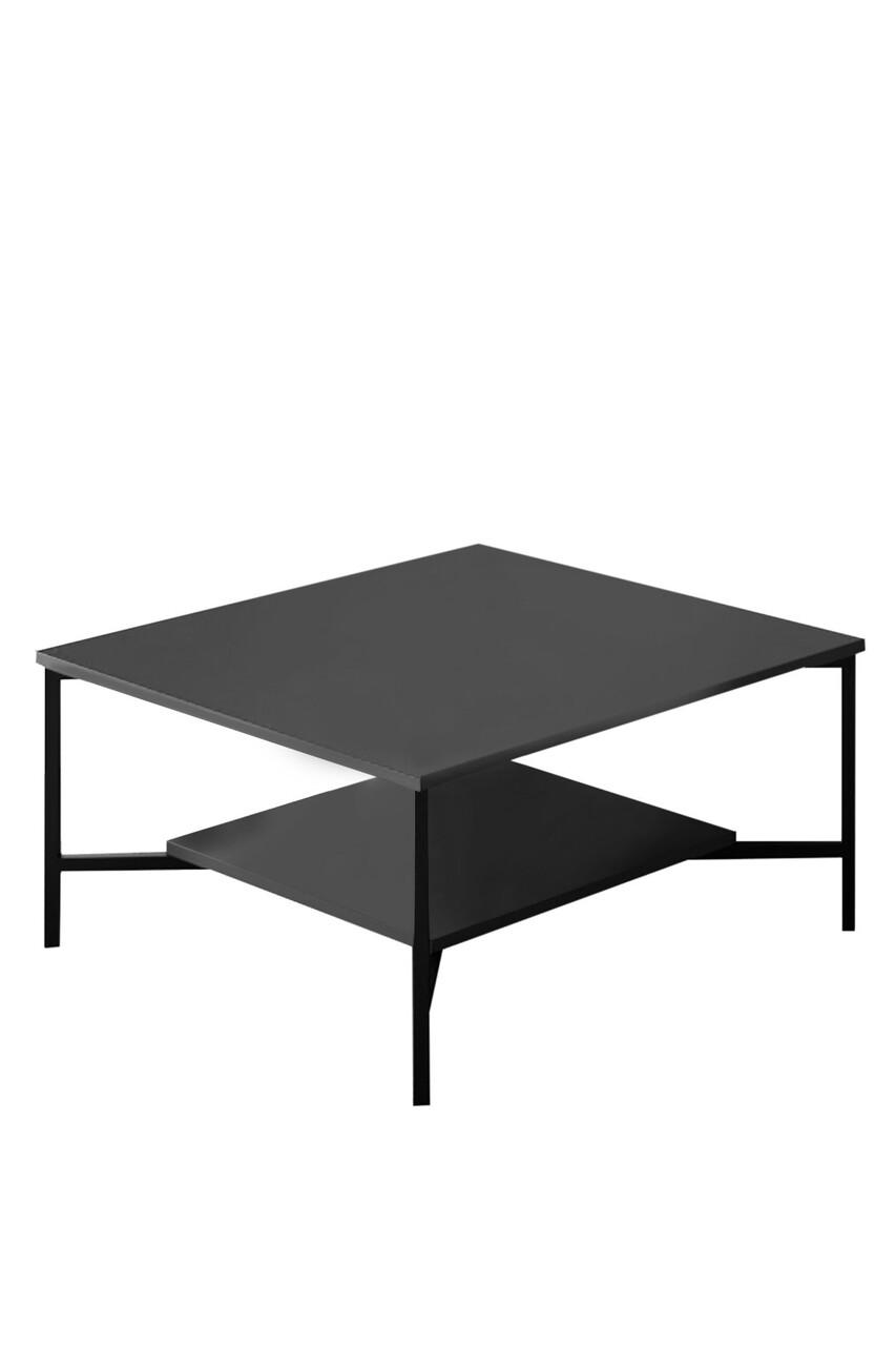 Masuta de cafea, Bexley, Black Line, 80x80x40 cm, PAL, Antracit / Negru - 2 | YEO