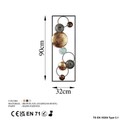 Decoratiune de perete, Textured, Metal, 90 x 32 x 4 cm, Multicolor