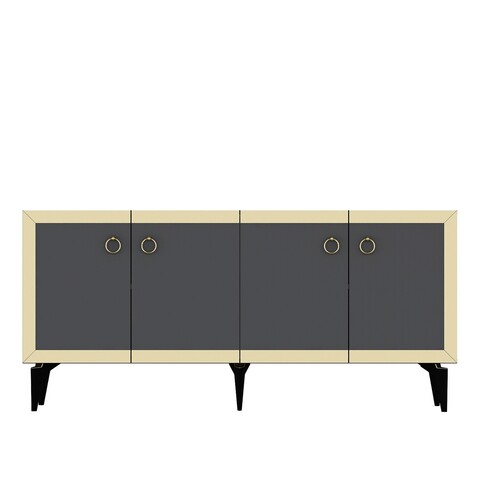 Consola, Olivia, Ponny, 150x40x79 cm, PAL , Antracit / Aur