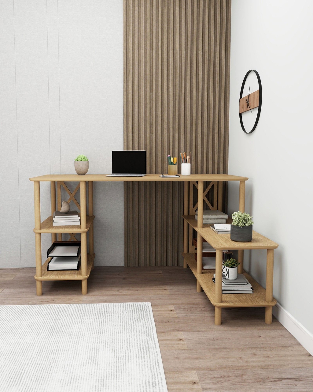 Birou, Hanah Home, Legno, 145x75x65 cm, Stejar - view 4