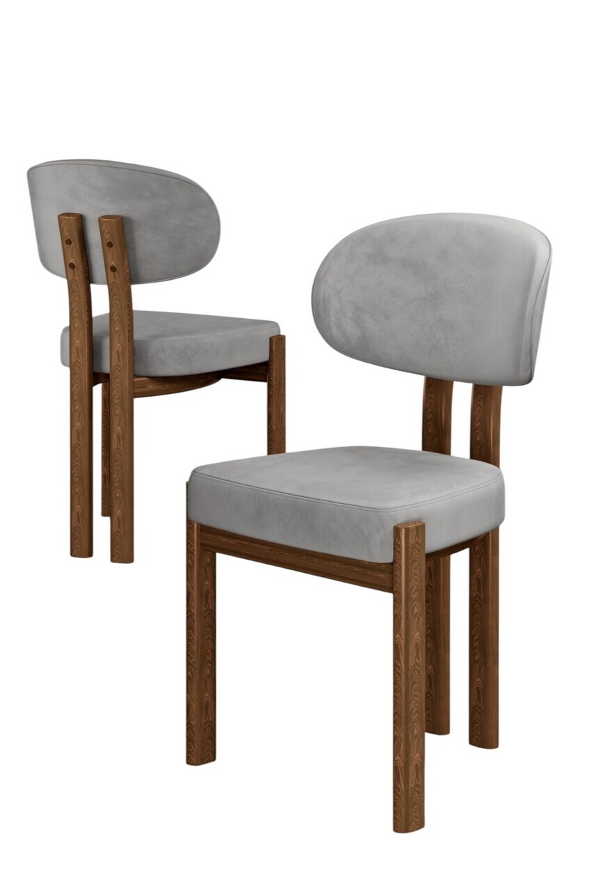 Set scaune 2 piese, Hanah Home, Dore, Gri / Aspect de lemn — imaginea 2