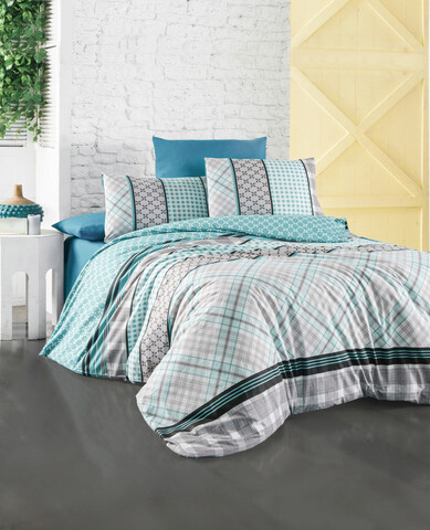 Lenjerie de pat pentru o persoana single xl (de), life - green, life style, bumbac ranforce
