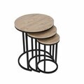 Set masute 3 piese, Hanah Home, Milas 3, Negru / Pin
