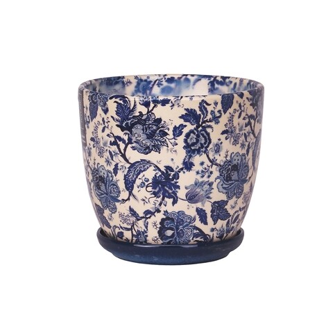 Ghiveci+farfurie ceramica, Wenus, 15 cm, multicolor