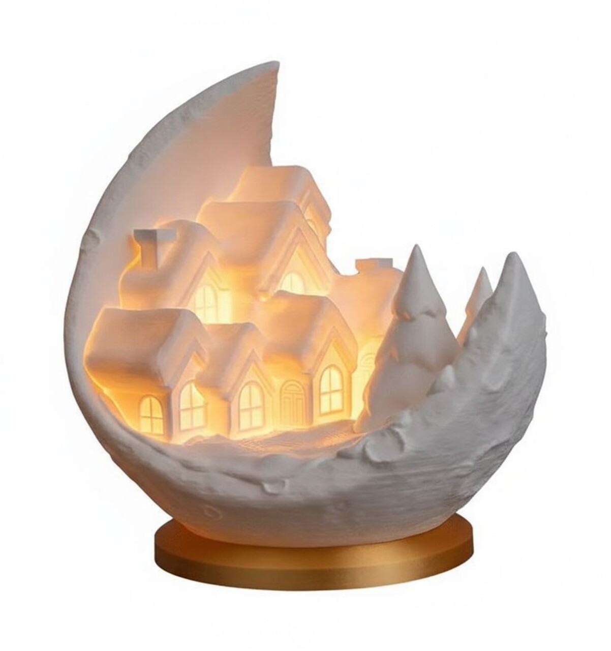 Suport lumanare, Moon Winter, 13x14x14 cm, Alb/Auriu — imaginea 2