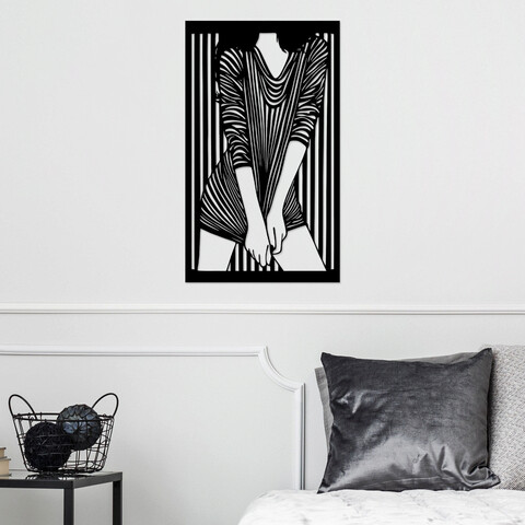 Decoratiune de perete, dancer, metal, dimensiune: 39 x 67 cm, negru