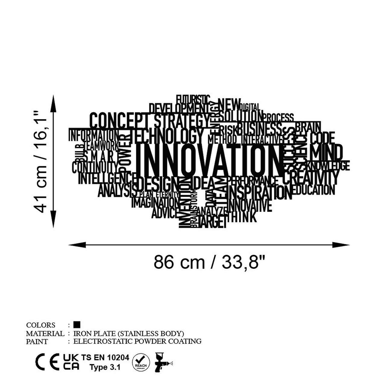 Decoratiune de perete, Innovation, Dimensiuni: 86 x 41 cm, Negru — imaginea 6