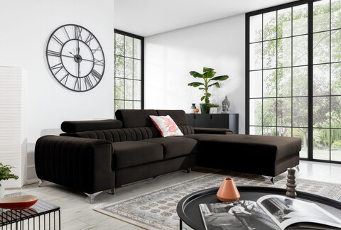 Coltar extensibil dreapta 3 locuri ELTAP, RT-22NU, Grayson, 278x205x92 cm, lemn/poliester, maro inchis