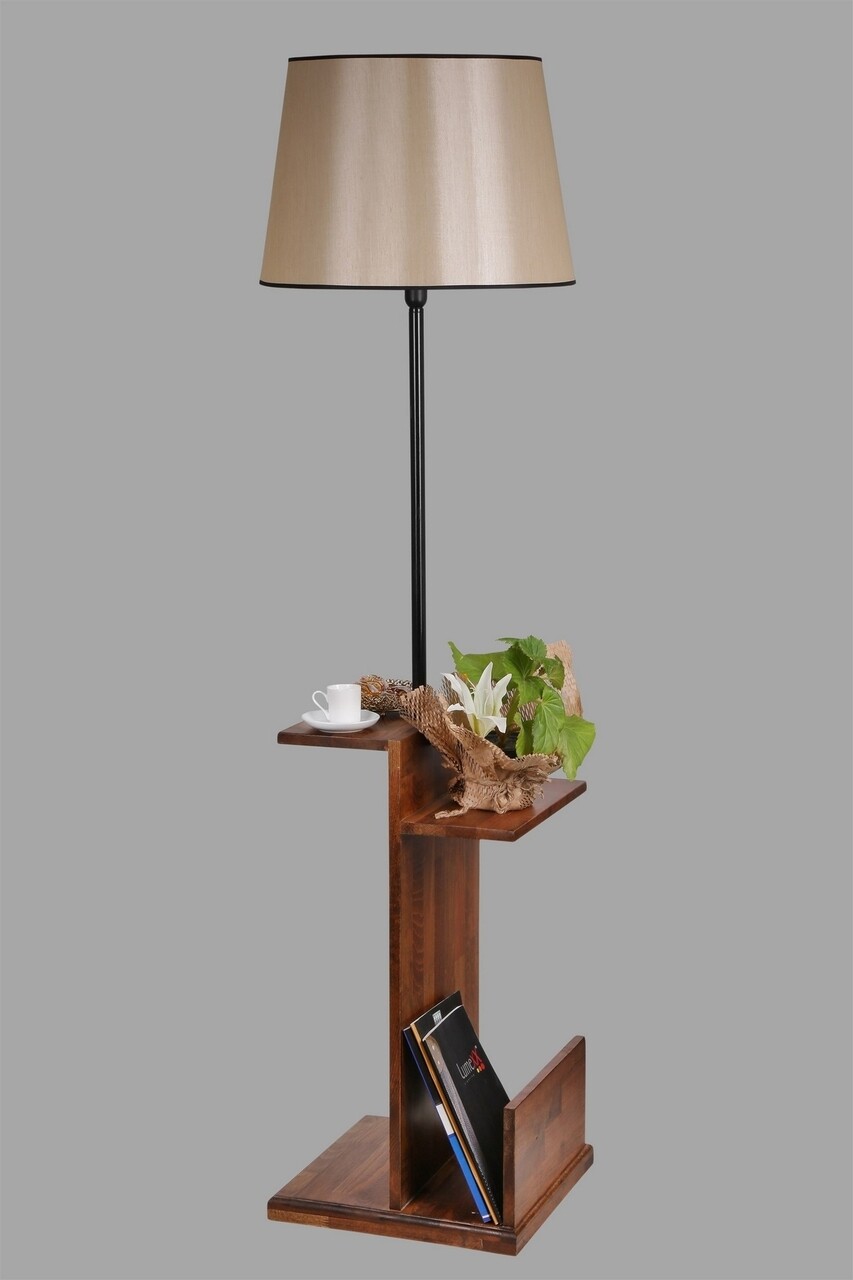 Lampadar Cu Rafturi, Luin, 8274-3, E27, 60 W, Metal/lemn/textil