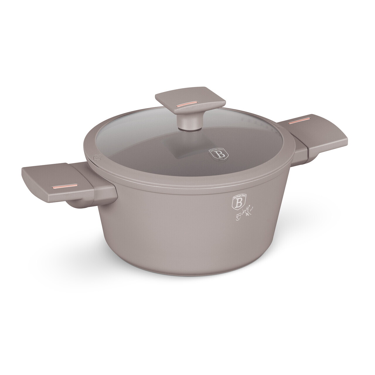 Oala cu capac Berlinger Haus, Taupe, 20 cm, 2.5 L, aluminiu forjat, taupe mat - imagine 4
