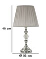 Lampa de masa Tilly, Mauro Ferretti, 1 x E27, 40W, 25x46 cm, metal/sticla/textil, argintiu