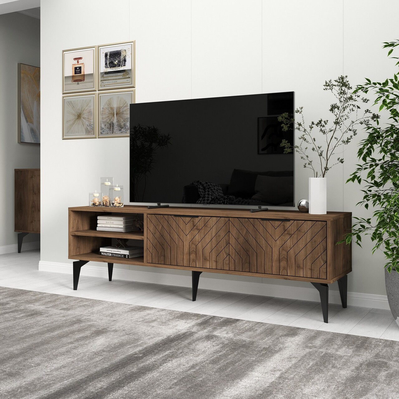Comoda TV, Odessa, Regina, 160x50x29.6 cm, Maro - 2 | YEO