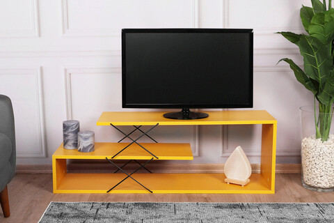 Comoda tv, kalune design, zigzag, 120x40x30 cm, galben
