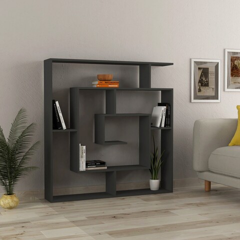 Corp biblioteca, decortie, maze, 125x129x22 cm, antracit