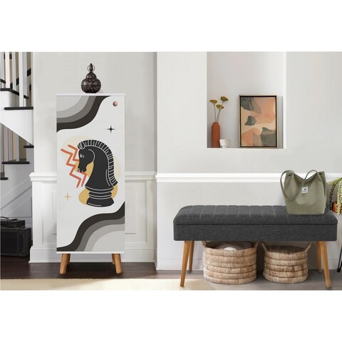 Set de mobilier pentru hol, Hanah Home, Vegas White, Alb / Antracit