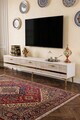 Comoda TV, Hanah Home, Ilay, 180x41x30 cm, White / Travertine / Gold