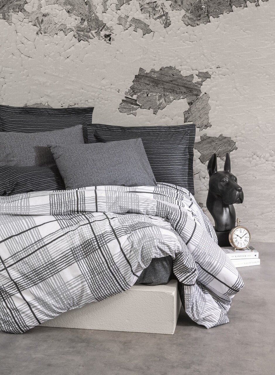 Lenjerie de pat dubla, Will - Anthracite, Cotton Box, Bumbac Ranforce