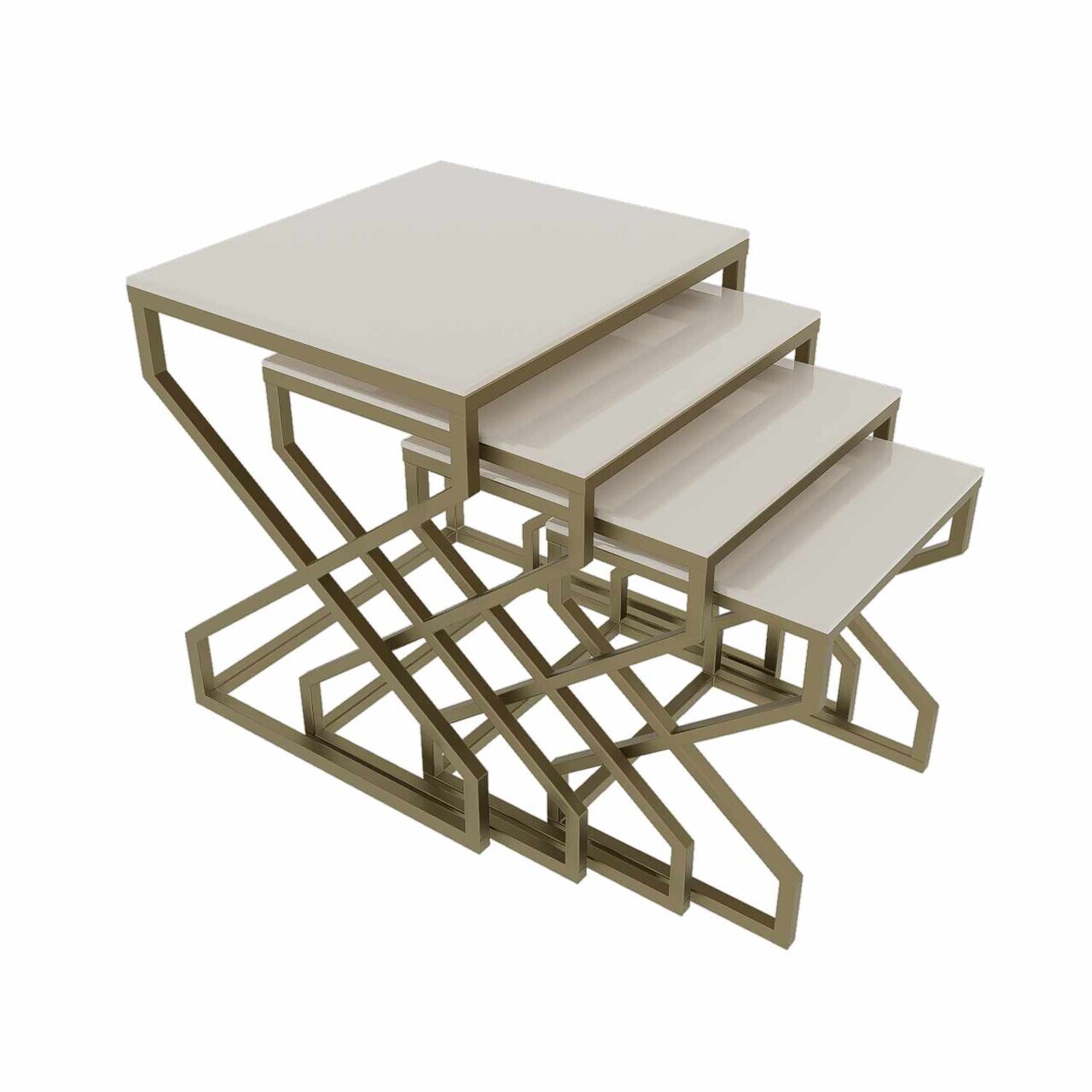 Set masute Nesting 4 piese, Hanah Home, Ela, Antic / Crem — imaginea 3