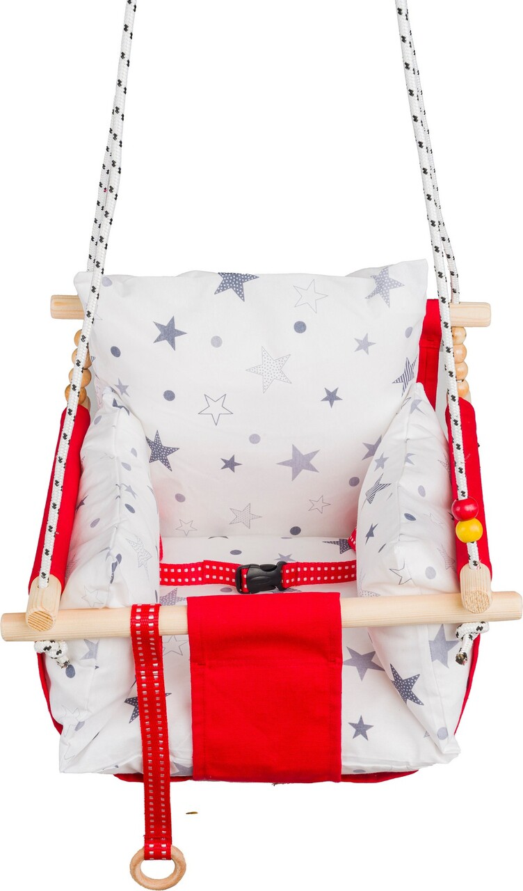 Baby Swing Chair, Wallxpert, Selale, Lemn, Rosu - view 2