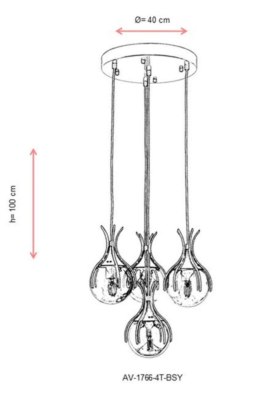 Lustra, Avonni, 683AVN1207, Metal, Negru/Bronz