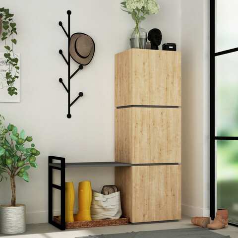 Pantofar, decortie, mello, 109x149x39 cm, stejar / antracit
