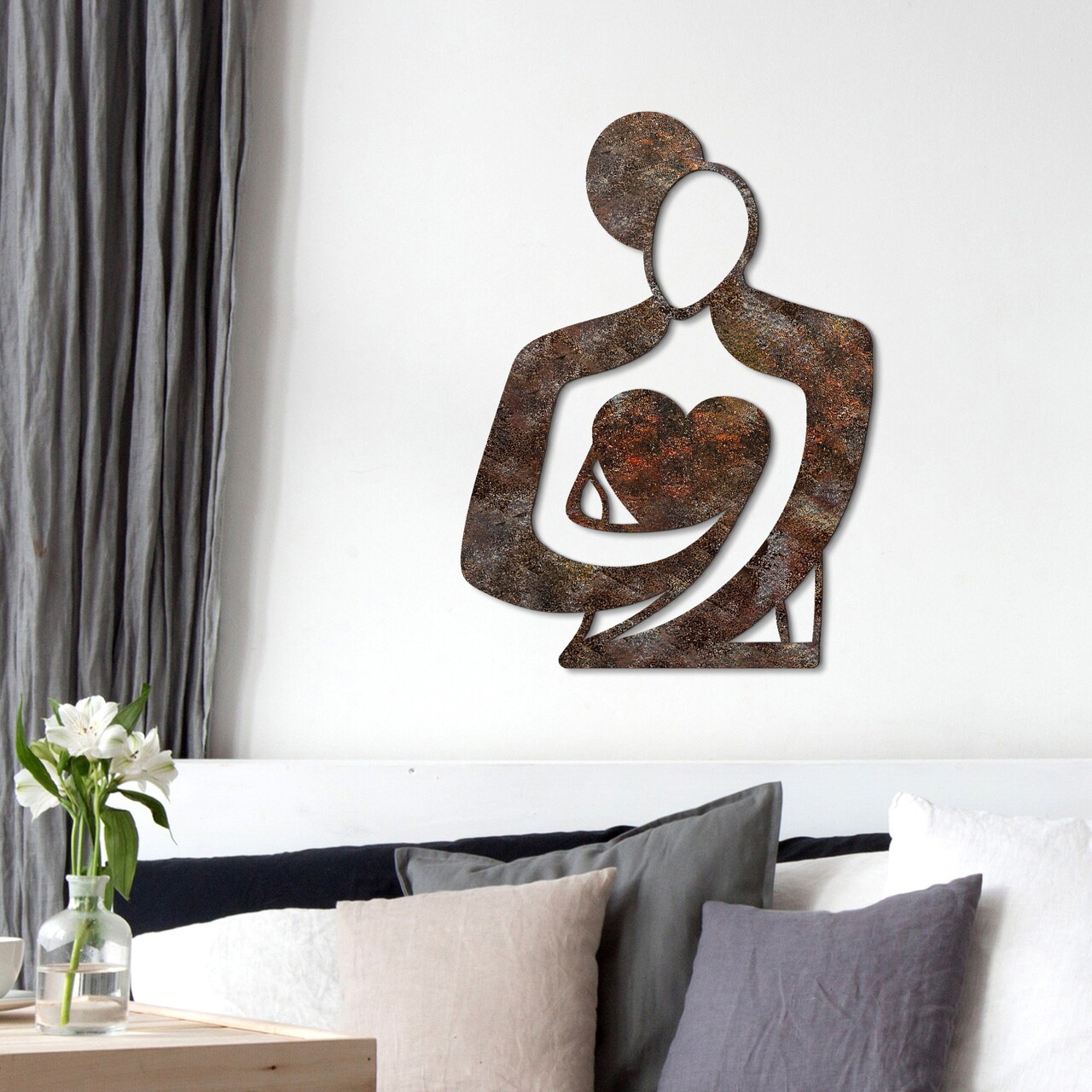 Decoratiune de perete, Rusty Hug, Dimensiune: 70 x 52 cm, Maro antichizat - view 3