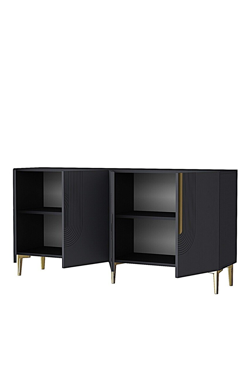 Consola, Hanah Home, Meyra 180, 180x75x32 cm, Antracit / Aur — imaginea 6