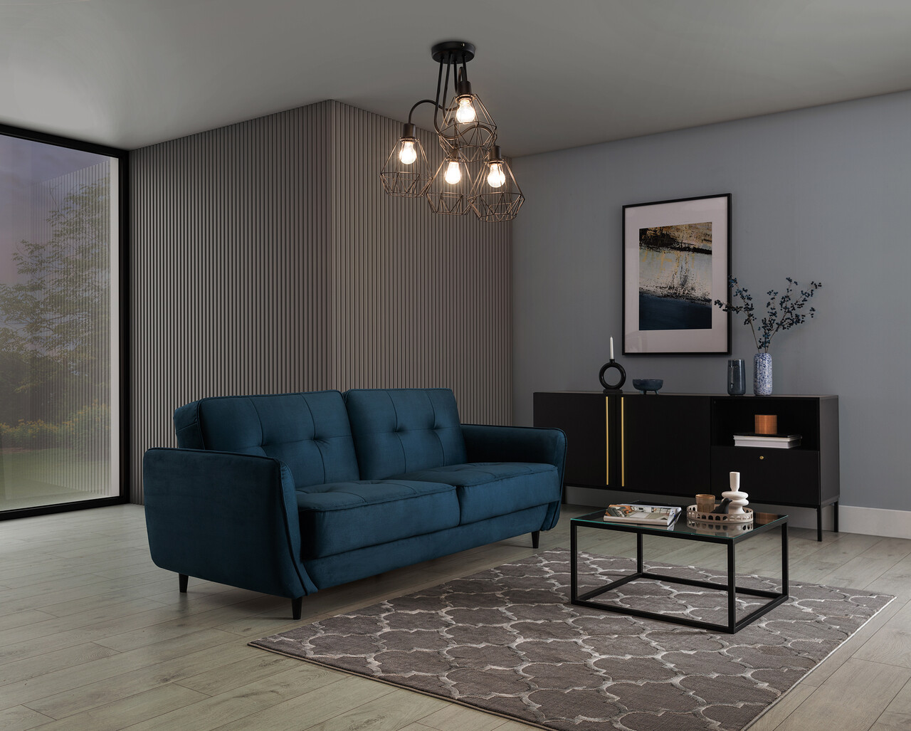 Lustra ELTAP, Bendinni, 60x60x50 cm, 4xE27, 15W, otel, negru