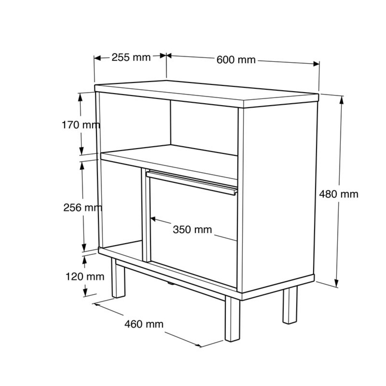 Masuta living Vercade, Pakoworld, 60x25.5x60 cm, PAL/fier, negru/natural