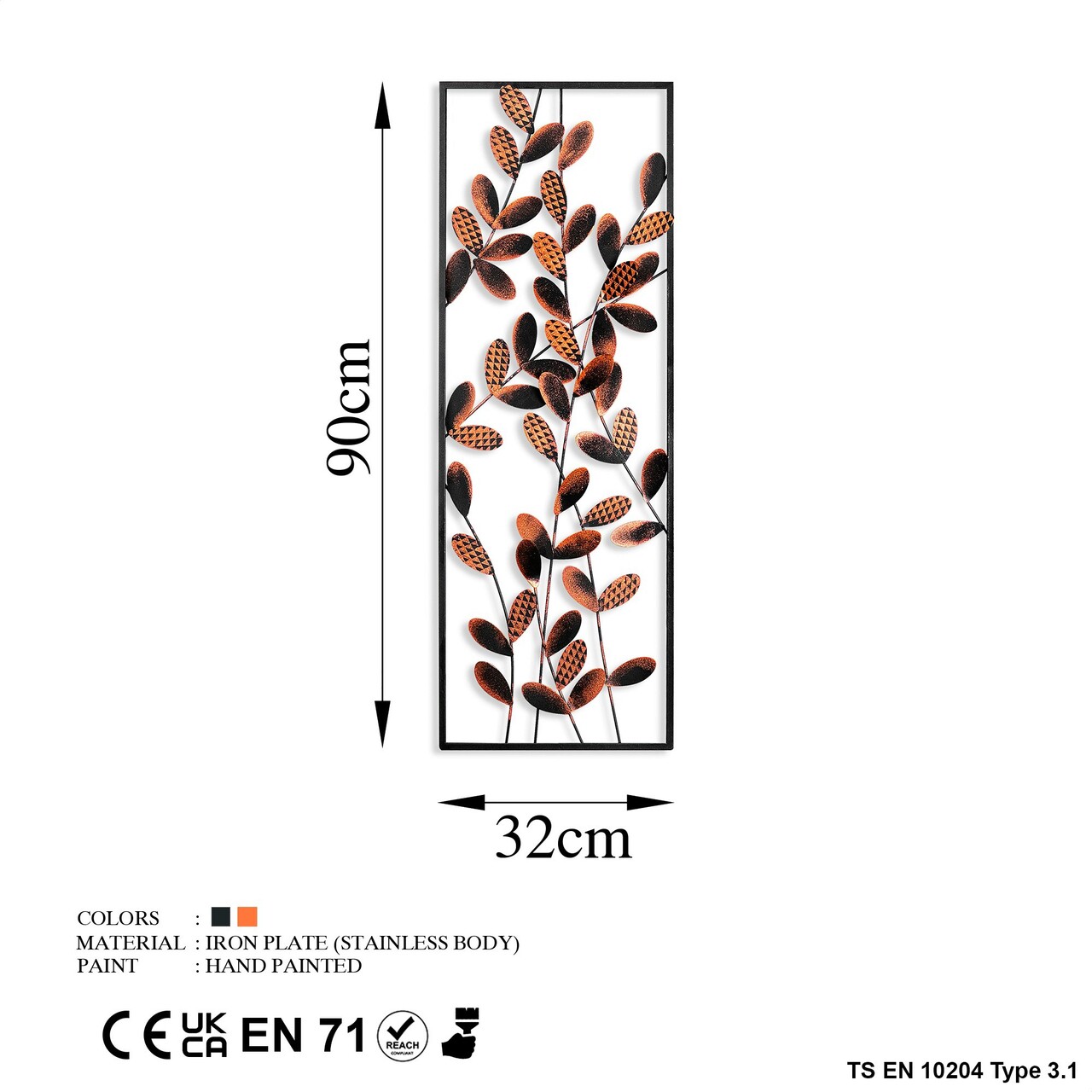 Decoratiune de perete, Olips 6, Metal, Dimensiune: 32 x 90 cm, Multicolor