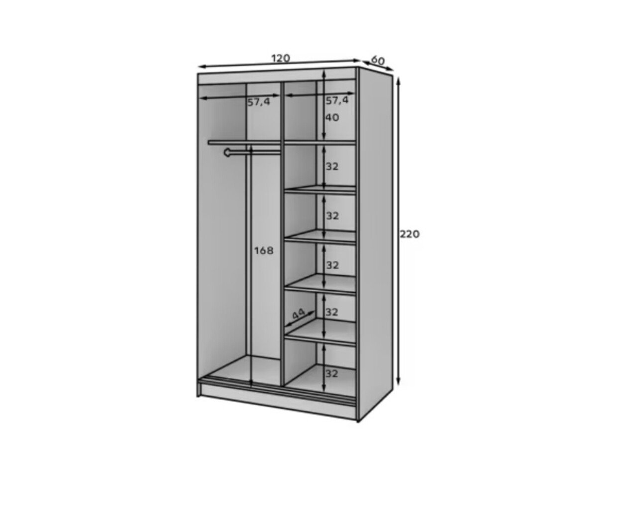 Dulap pentru haine cu oglinda ELTAP, Marrphy II, 120x60x220 cm, MDF/ABS, negru/maro