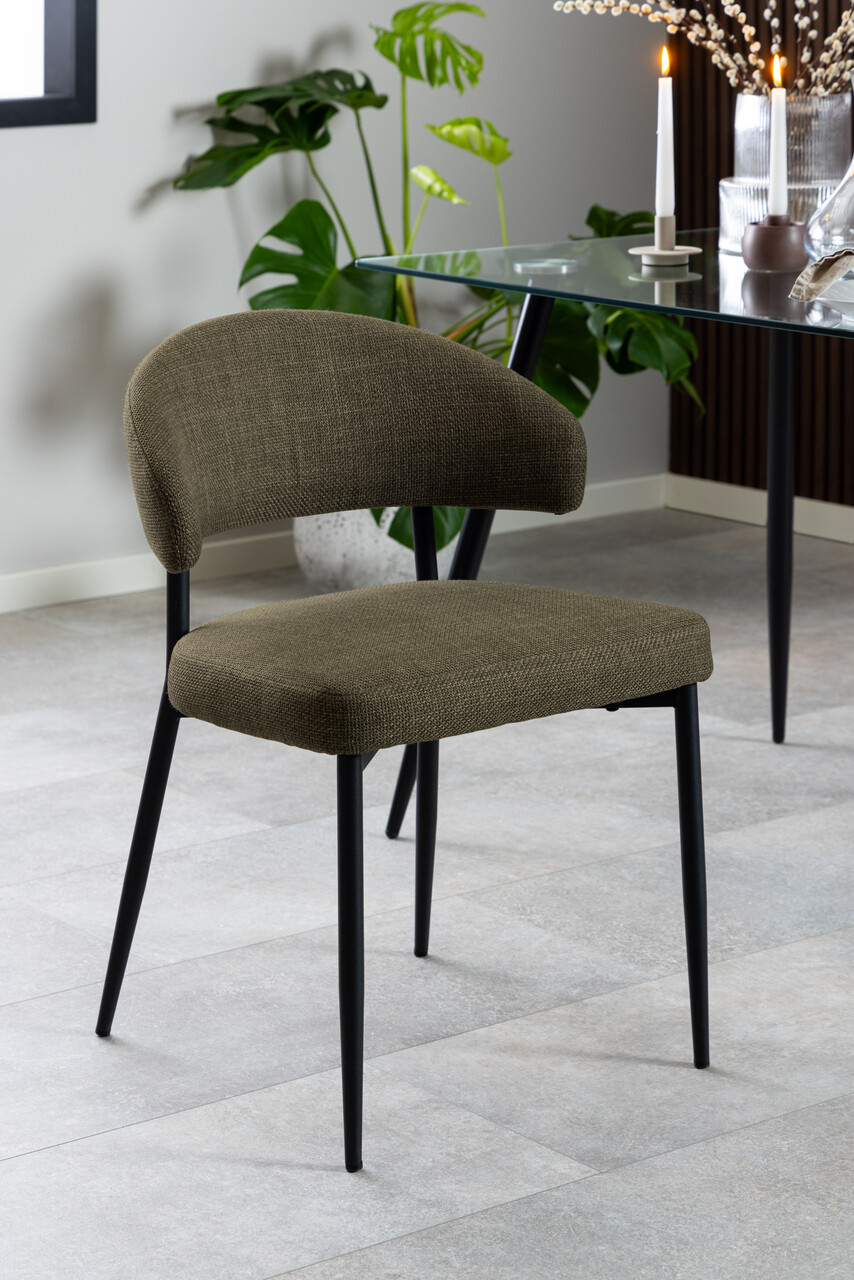 Scaun Edina, Actona, 56x55x77 cm, tesatura structurata/otel, verde - view 5