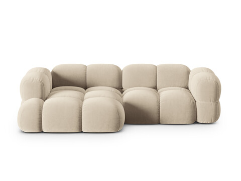 Coltar stanga 3 locuri, Loretto, Cosmopolitan Design, 250x147x68 cm, catifea, bej deschis
